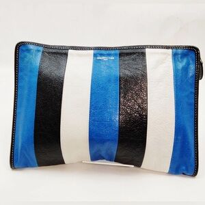 Balenciaga Striped Leather Clutch